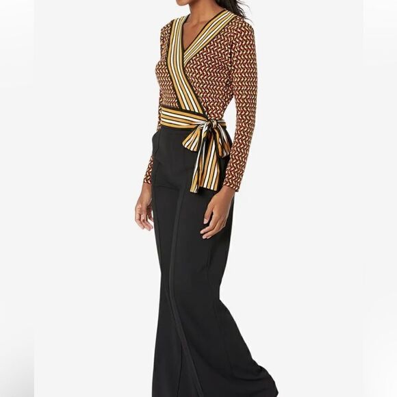 MICHAEL Michael Kors® Petite Geo Border Wrap Top miraculously combines - Picture 1 of 6